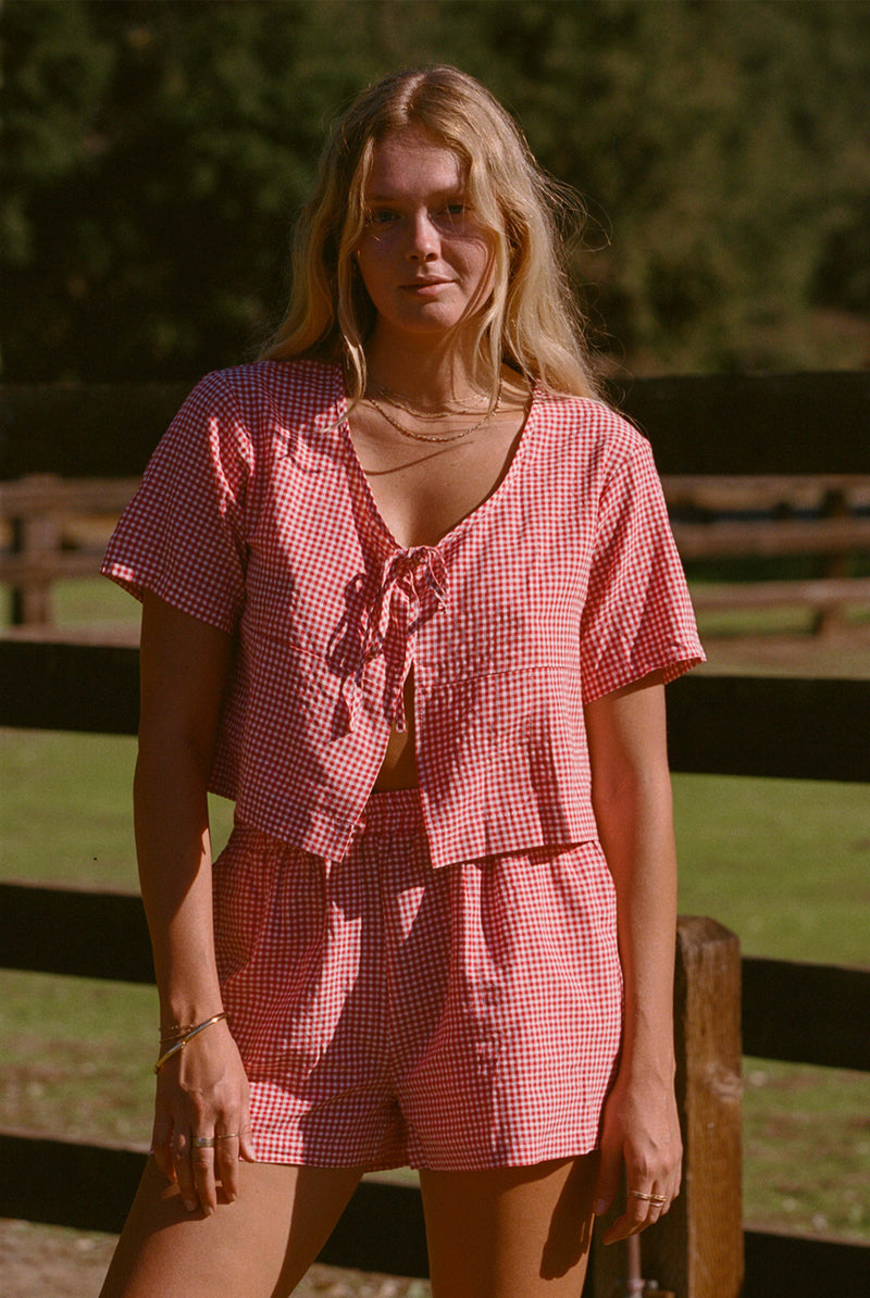 Red and White Gingham Set - Matching Summer Shorts and Top set