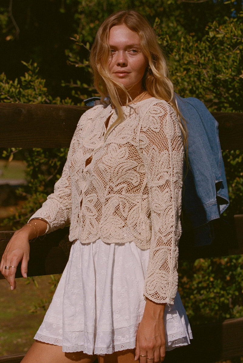 Boho Top - The Bondi Top - Sand Lace | Cozy and Stylish Bohemian Shirt