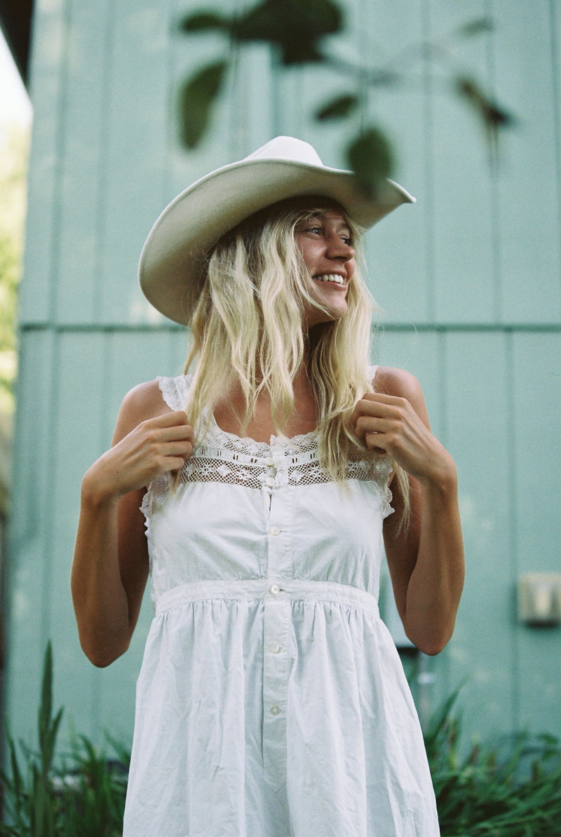 Brigette Dress - White Cotton and Lace Dress - MERRITT CHARLES