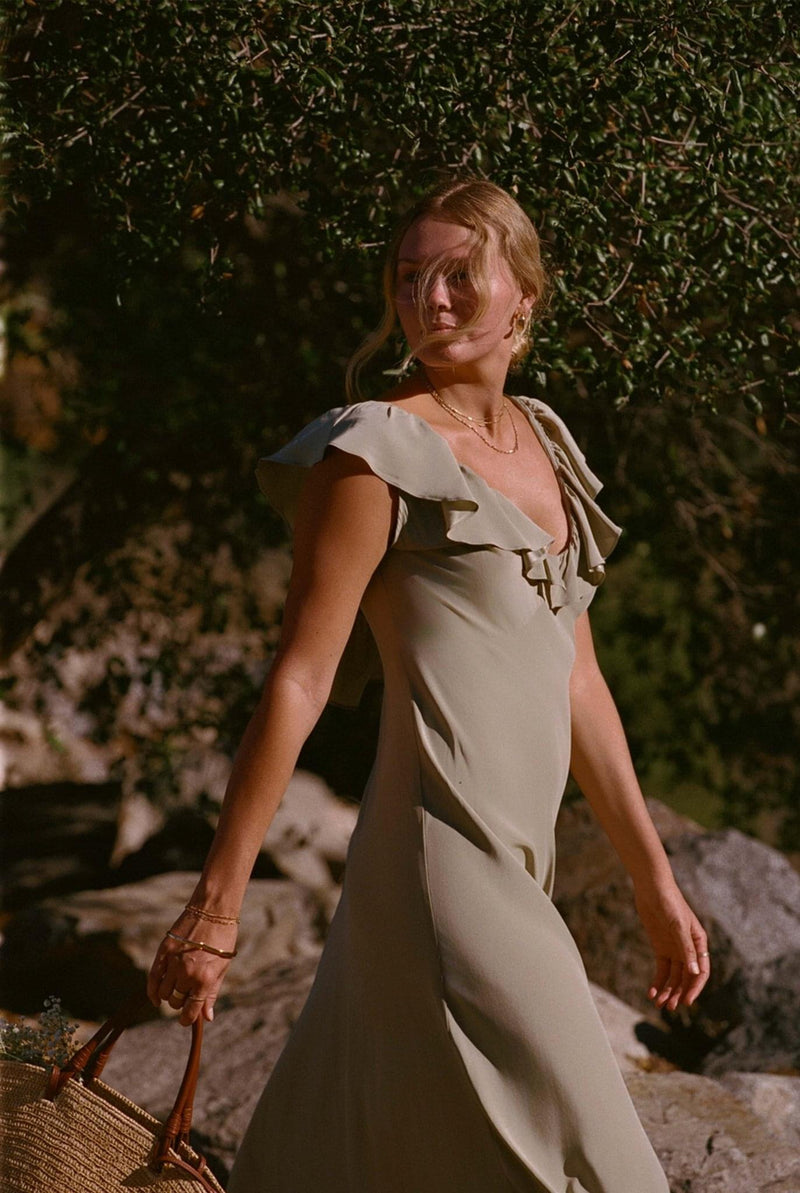 Sage Silk Dress