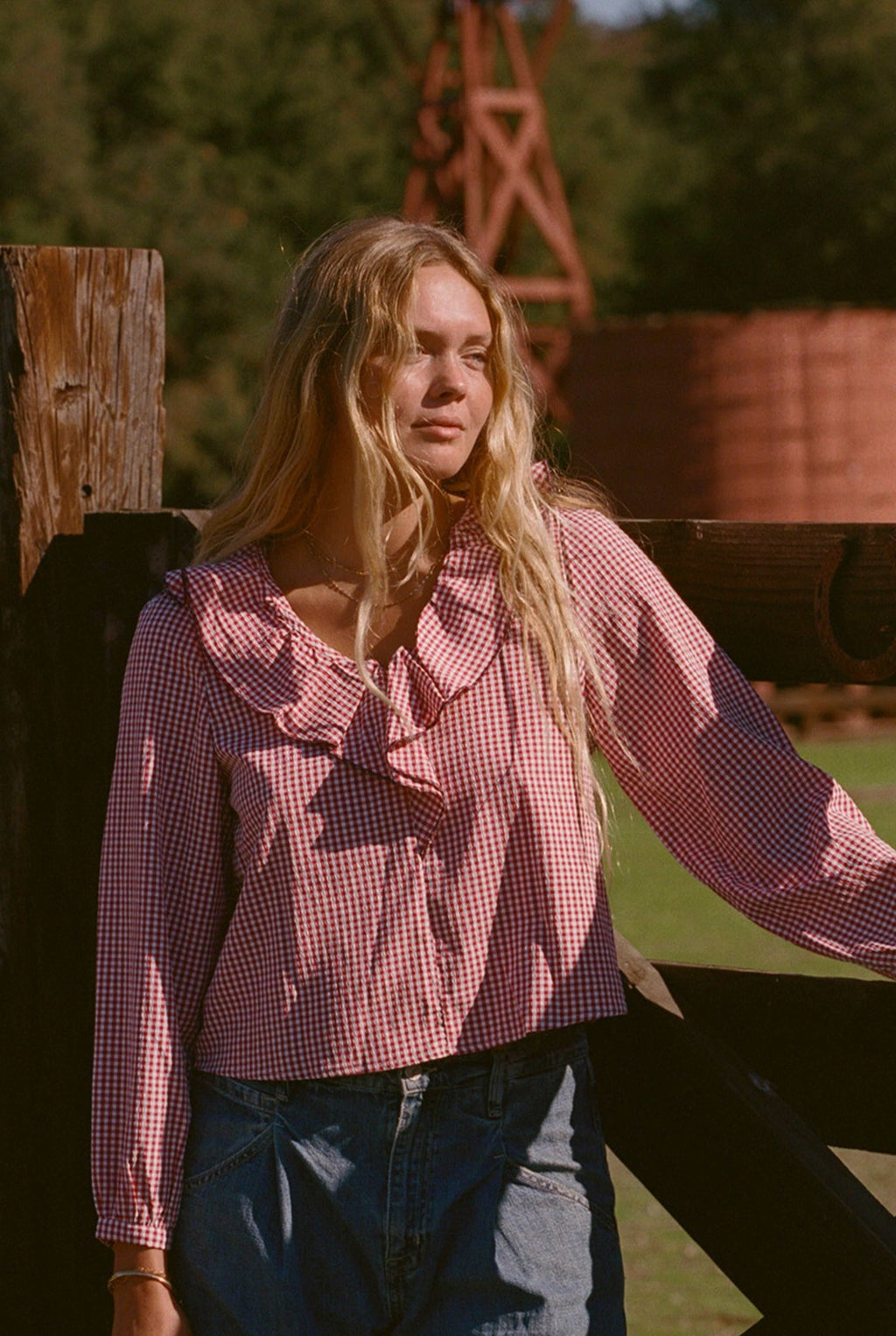 Raleigh Top - Gingham Ruffle Top - MERRITT CHARLES