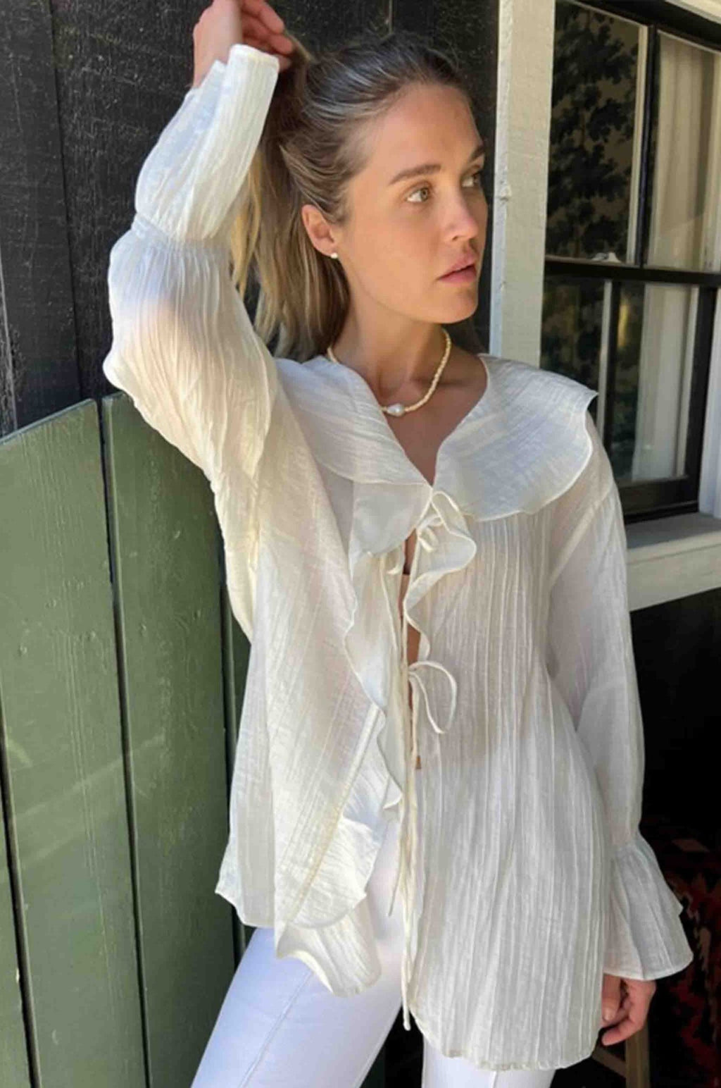 The Talulah Top - Crème Ruffle Blouse - MERRITT CHARLES