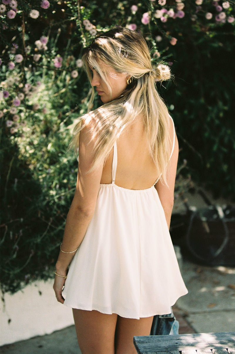 Bella Super Mini Silk Dress | Pretty White - MERRITT CHARLES