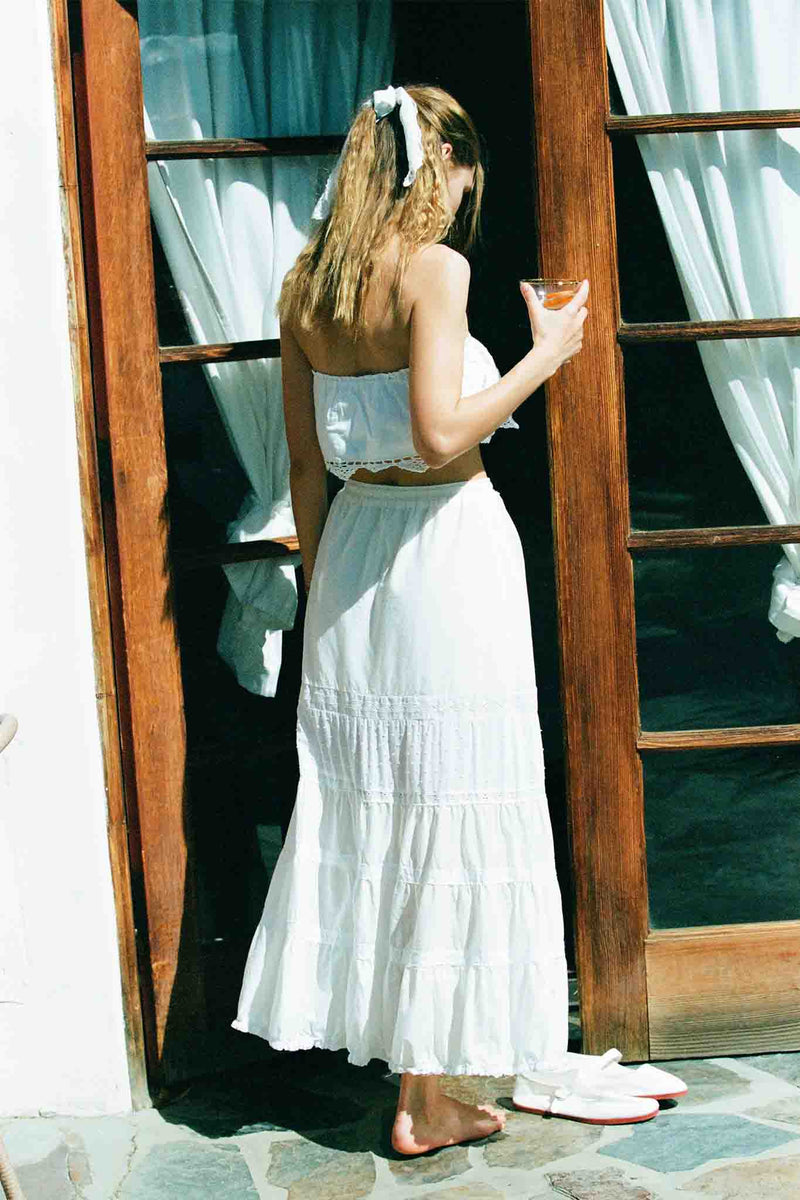 Cassidy Skirt - White Maxi Lace Skirt - MERRITT CHARLES