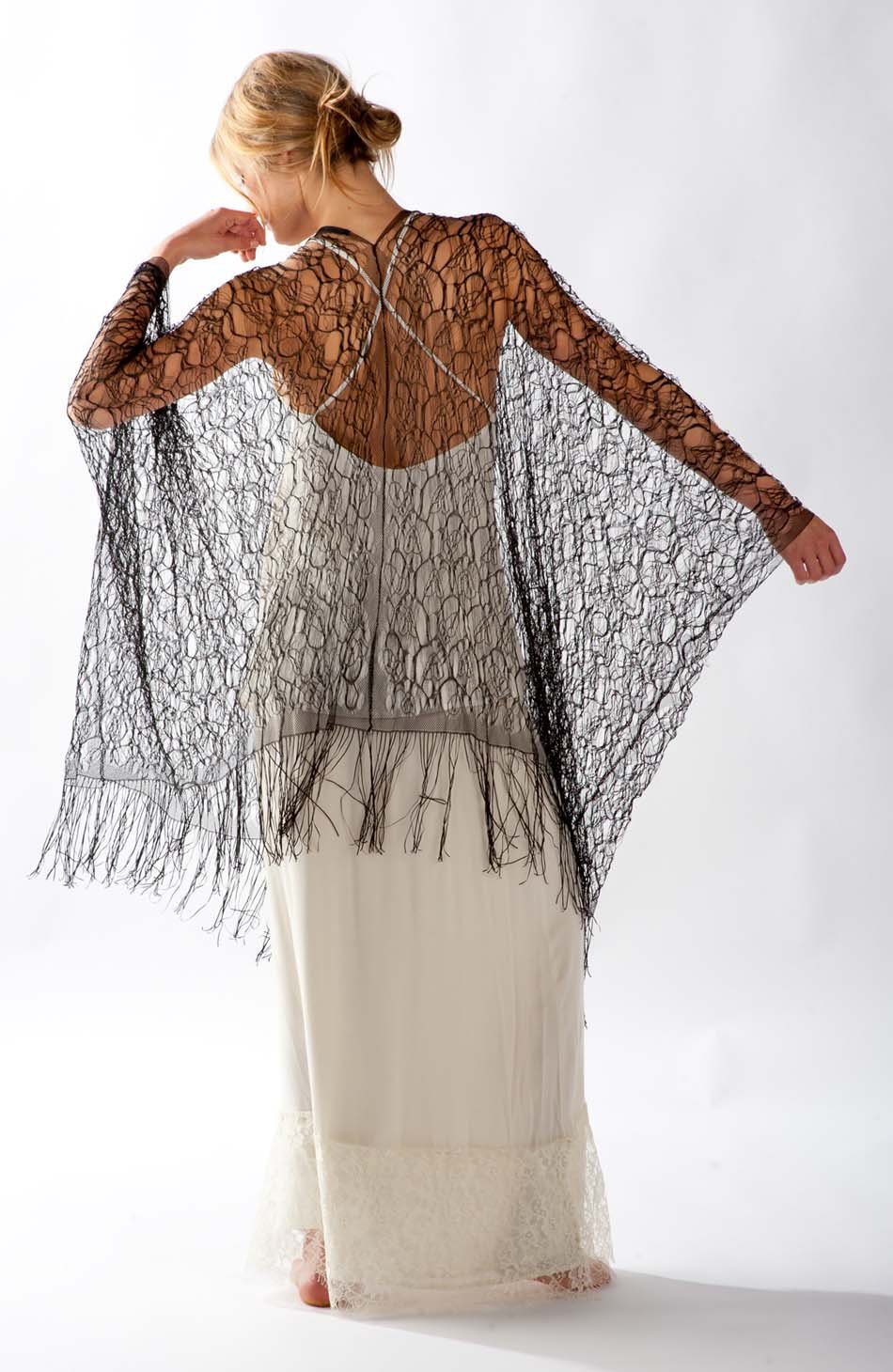 Charcot Shawl | Black | White | Ivory - MERRITT CHARLES