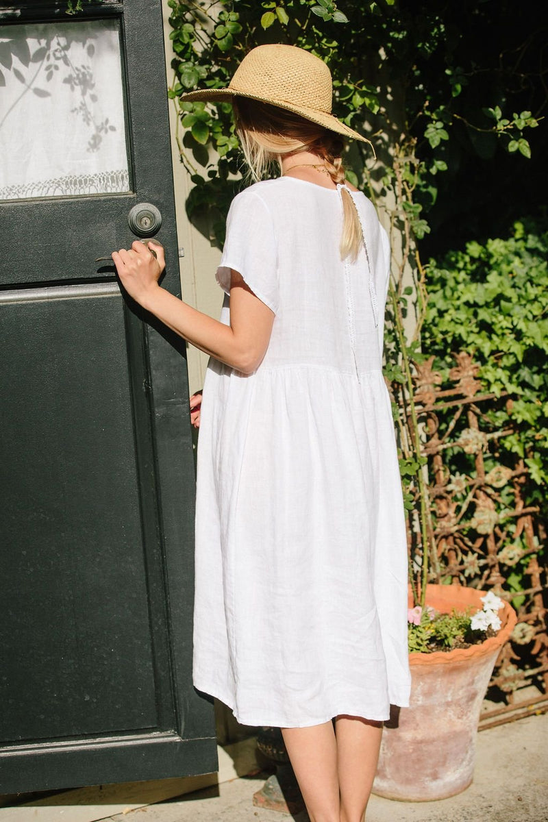 Charlotte Linen Dress - White Linen Dress - MERRITT CHARLES
