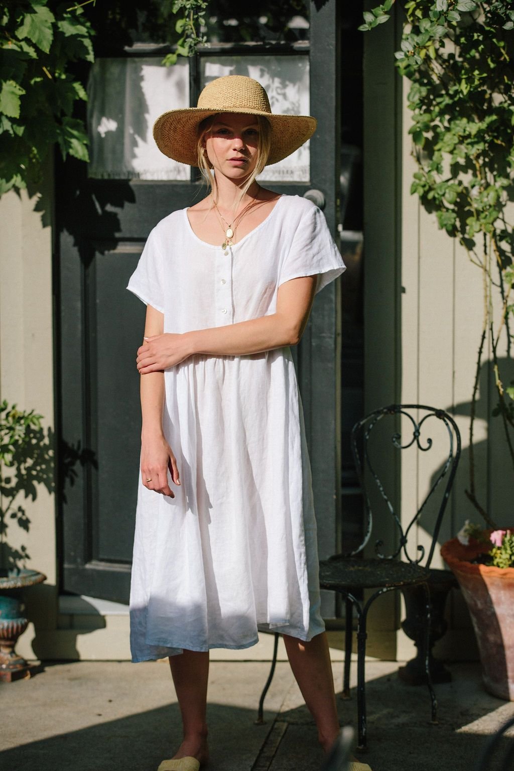 Charlotte Linen Dress - White Linen Dress - MERRITT CHARLES