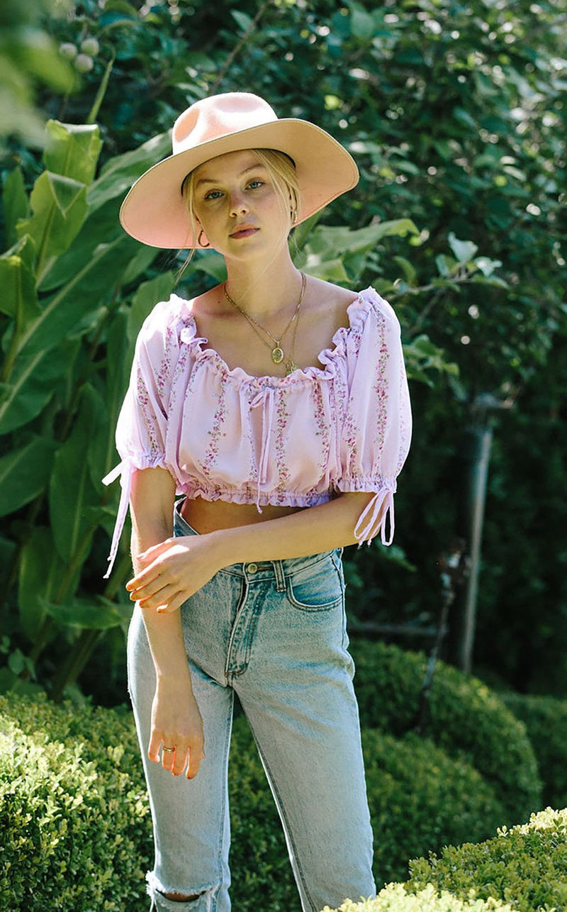 Dahlia Top - Purple Floral Crop - MERRITT CHARLES