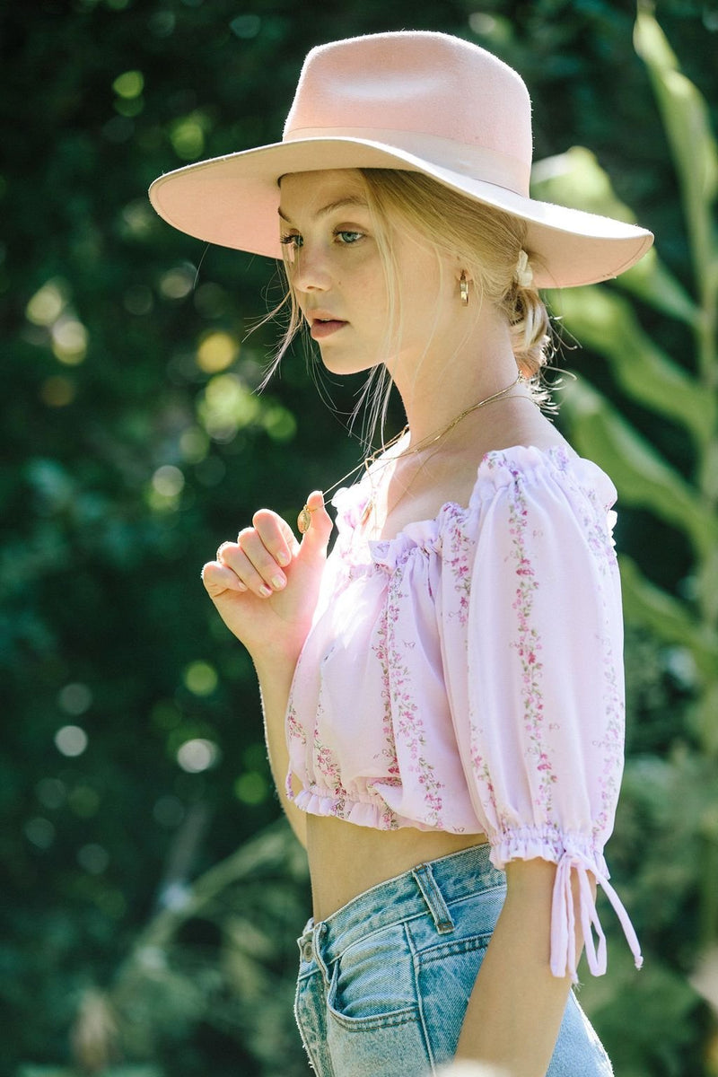 Dahlia Top - Purple Floral Crop - MERRITT CHARLES