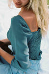 Dakota Top - Stone Blue Long Sleeve Silk Top (More Colors) - MERRITT CHARLES