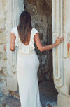 Florence Dress - Ivory Silk Dress With Neckline Lace Trim - MERRITT CHARLES
