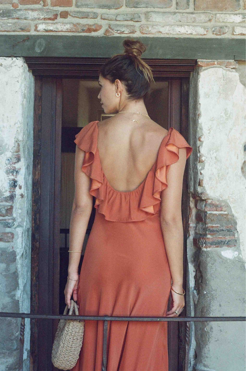 Florence Dress - Sandstone Orange Silk Dress - MERRITT CHARLES