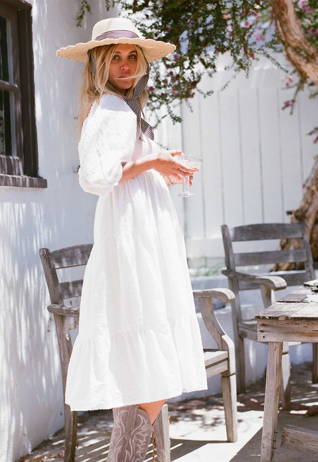 Gobi Dress - White Swiss Dot Dress - MERRITT CHARLES
