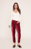 Jagger Joggers | Red Velvet Pants | Sangria Red - MERRITT CHARLES