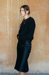 Kendall Slip Skirt | Black Silk Bias Cut Slip Skirt - MERRITT CHARLES