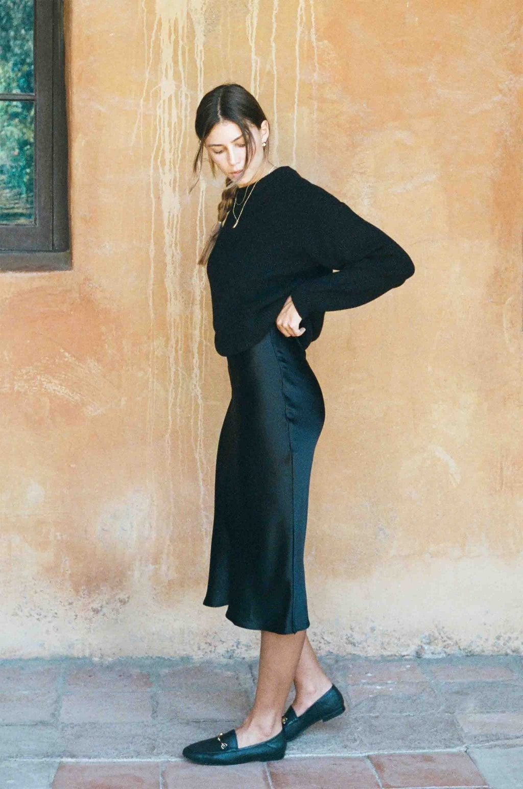 Kendall Slip Skirt Black Silk Bias Cut Slip Skirt