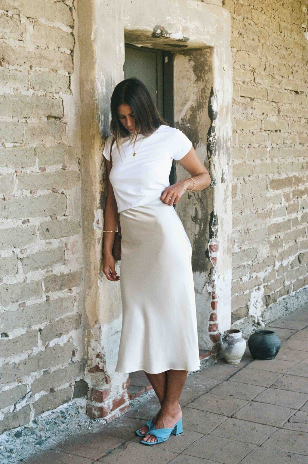 Kendall Slip Skirt | Ivory White Silk Bias Cut Slip Skirt - MERRITT CHARLES