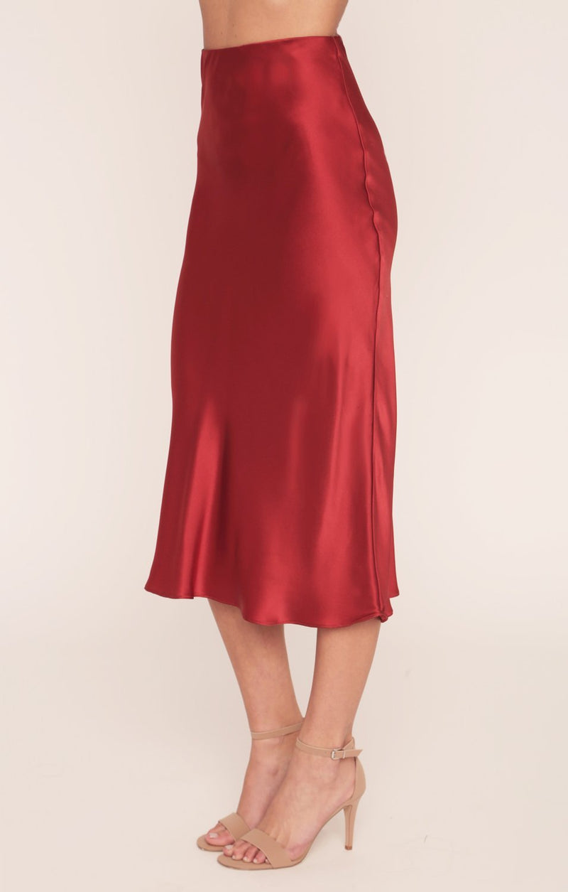 Kendall Slip | Tango Red Silk Skirt - MERRITT CHARLES