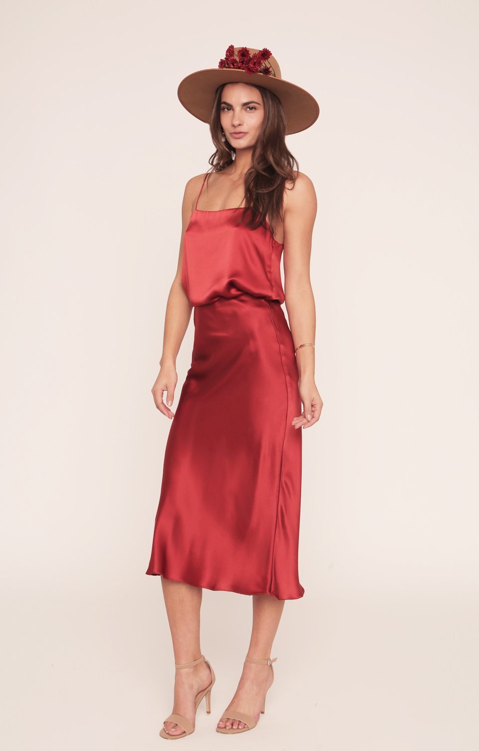 Kendall Slip | Tango Red Silk Skirt - MERRITT CHARLES
