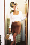 Madison Slip Skirt I Chocolate Brown - MERRITT CHARLES