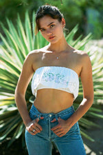 Merritt Top - Custom hand embroidery bandeau made from vintage fabrics - MERRITT CHARLES
