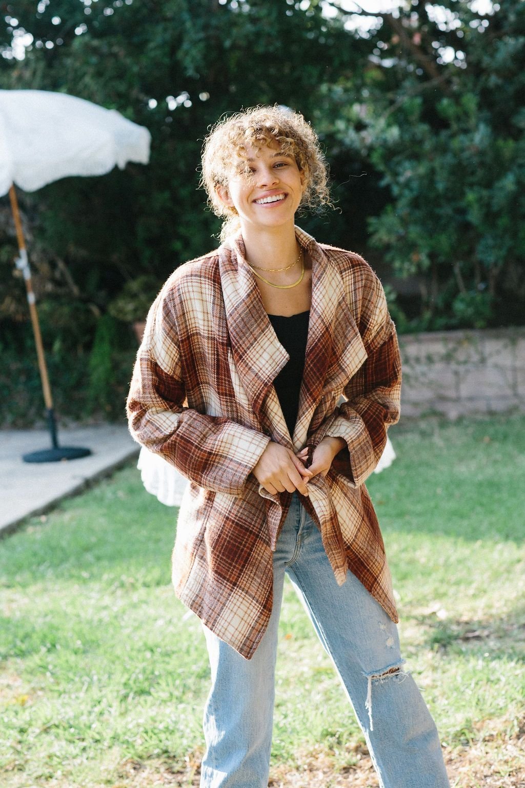 River Jacket - Sahara Plaid  (One Size) - MERRITT CHARLES