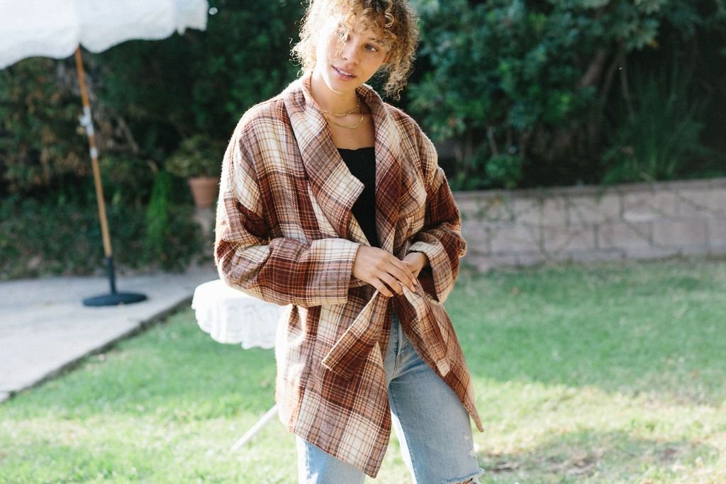 River Jacket - Sahara Plaid  (One Size) - MERRITT CHARLES