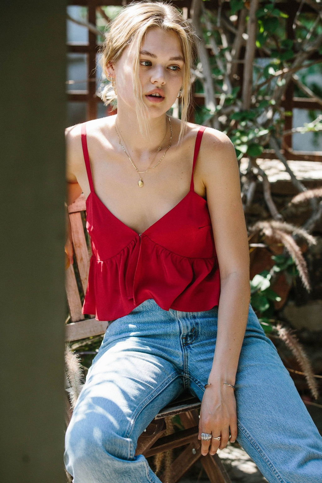 Sweet Top | Red silk crop top | Sangria Red - MERRITT CHARLES