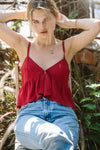 Sweet Top | Red silk crop top | Sangria Red - MERRITT CHARLES