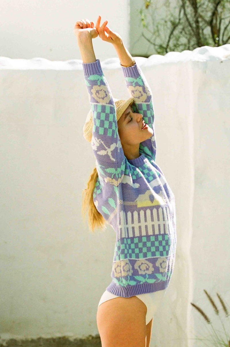Tallahassee Sweater - Purple Springtime Ducky Sweater - MERRITT CHARLES