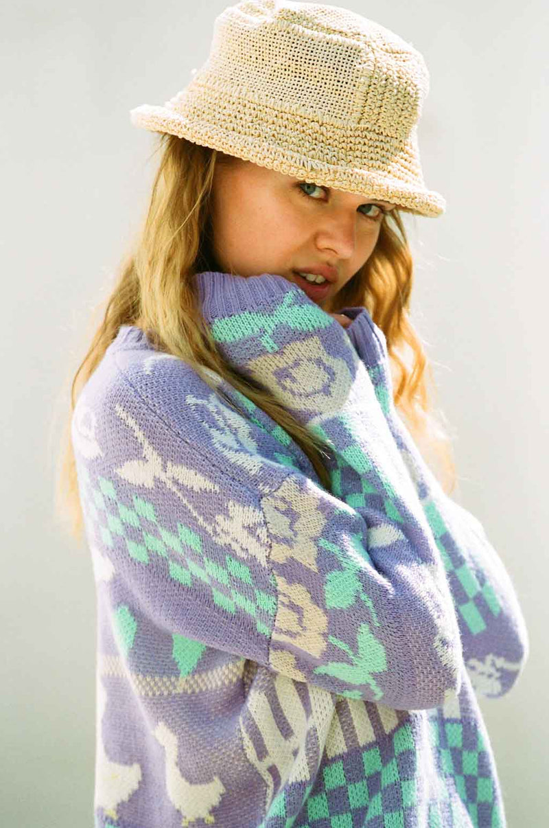 Tallahassee Sweater - Purple Springtime Ducky Sweater - MERRITT CHARLES