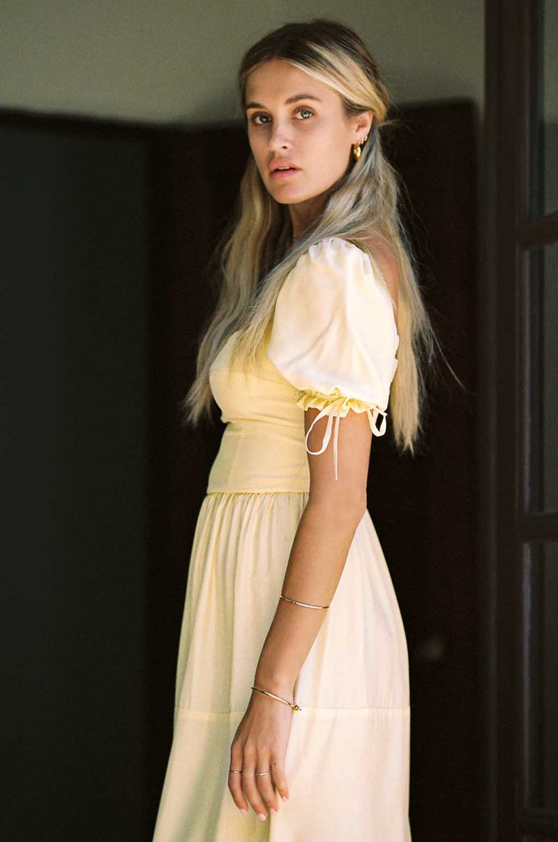 Canyon Dress | Soft Yellow | Silk dress - MERRITT CHARLES